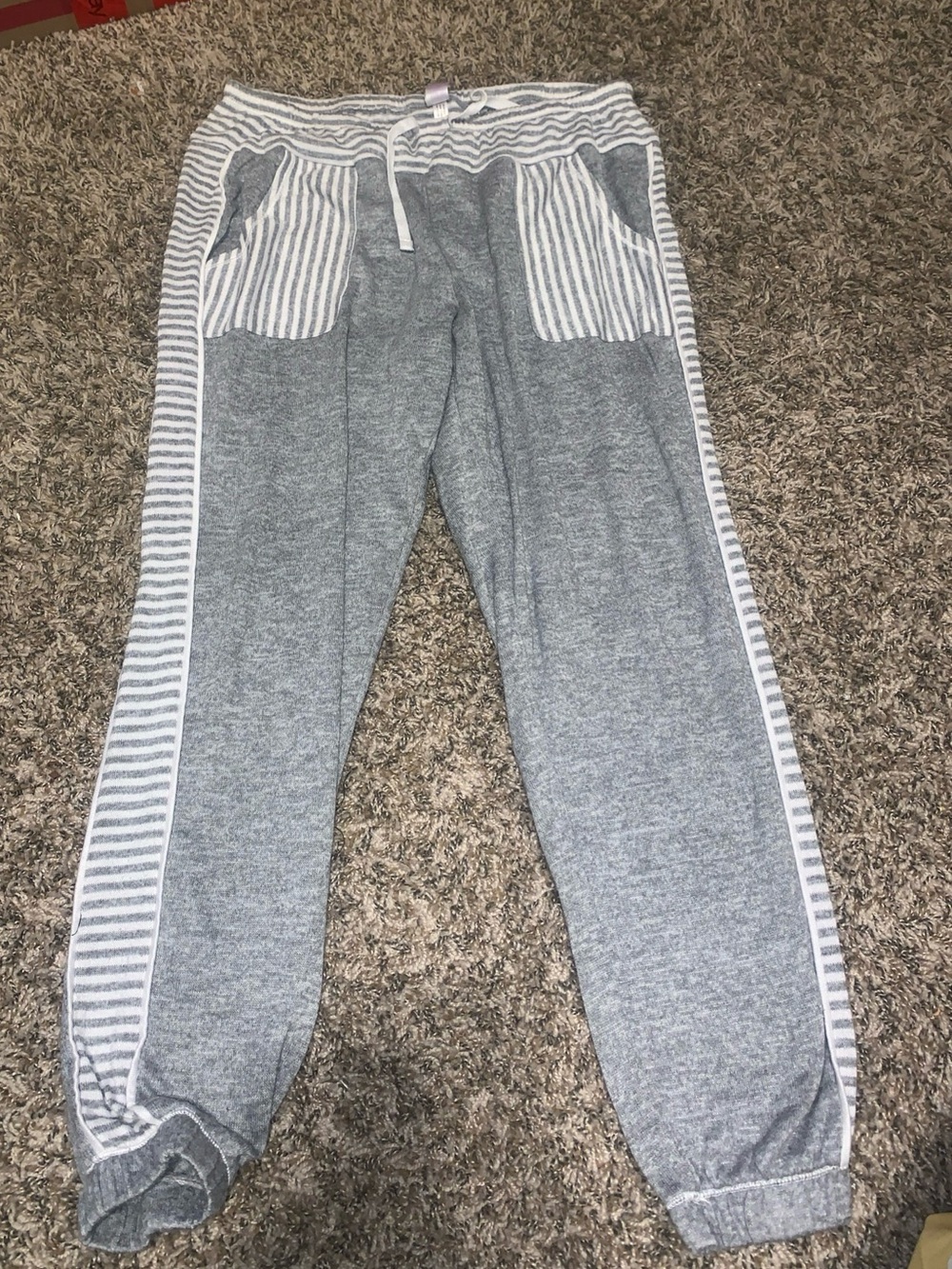 Secret Treasures Gray Jogger Pants with White Stripe Accents